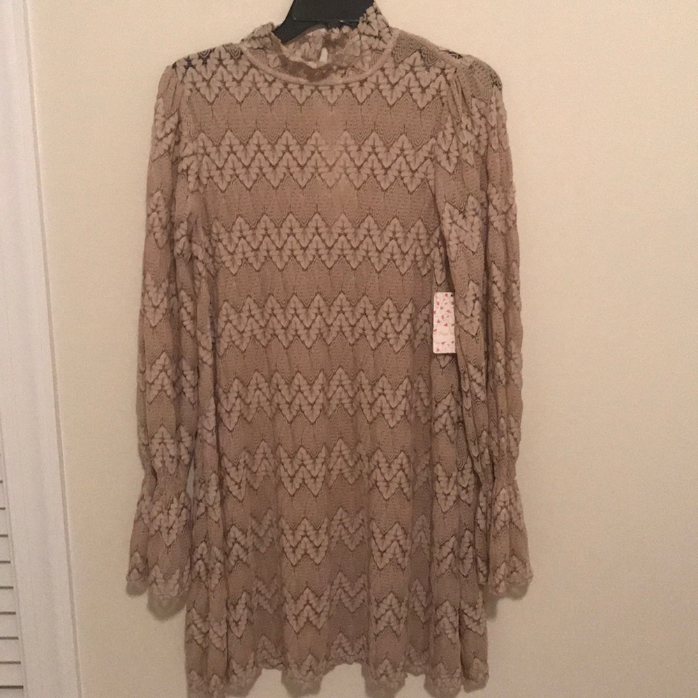 Free People Simone Mock Neck Lace Mini Dress - Picture 3 of 5